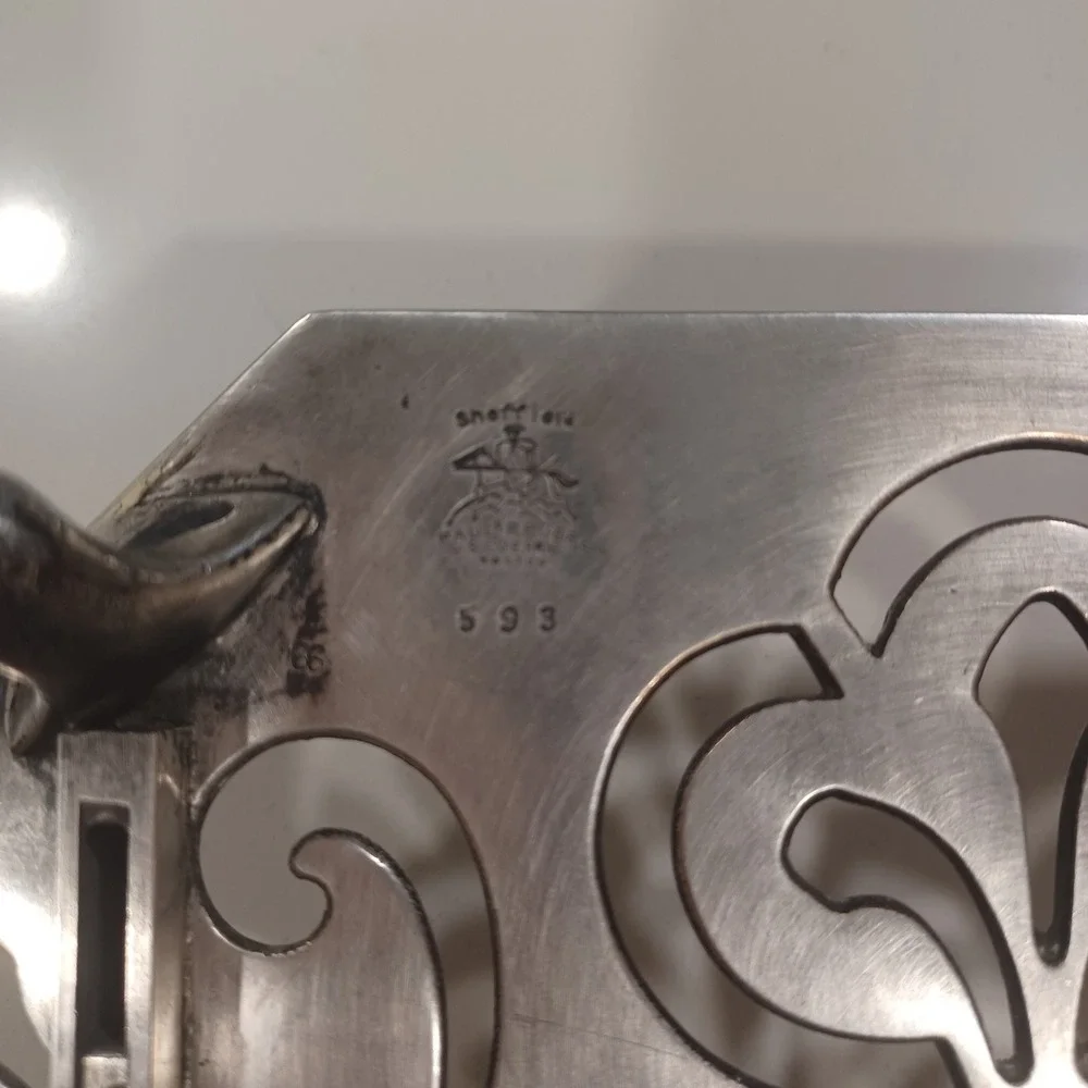 Sheffield Silverplate Trivet‎ Ornate Floral Design Expandable Vintage